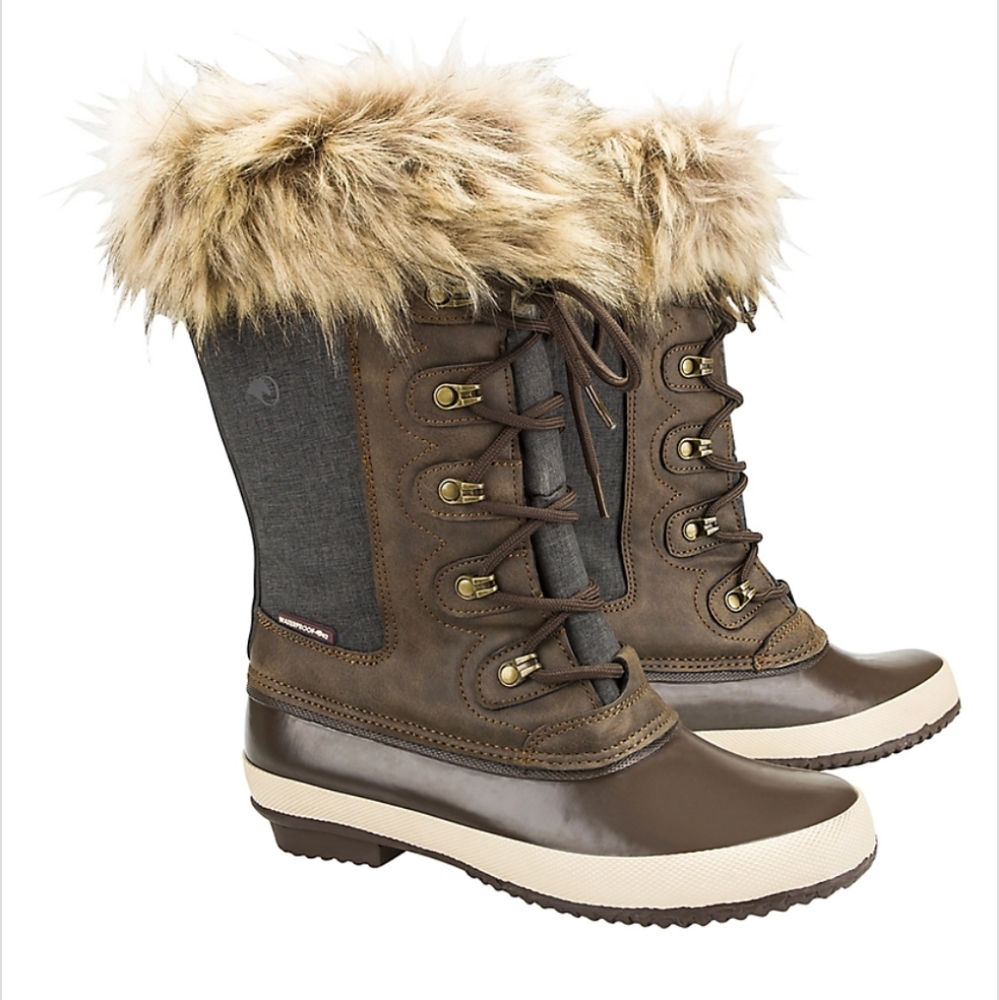 Ladies OEQ winter boot fur cuff horse riding barn 11